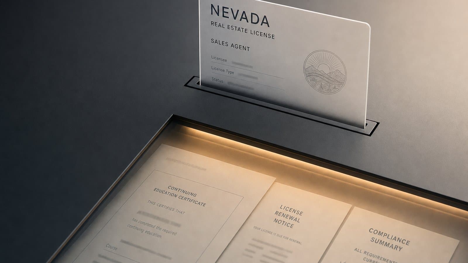 Nevada license records set dashboard CE and renewal context